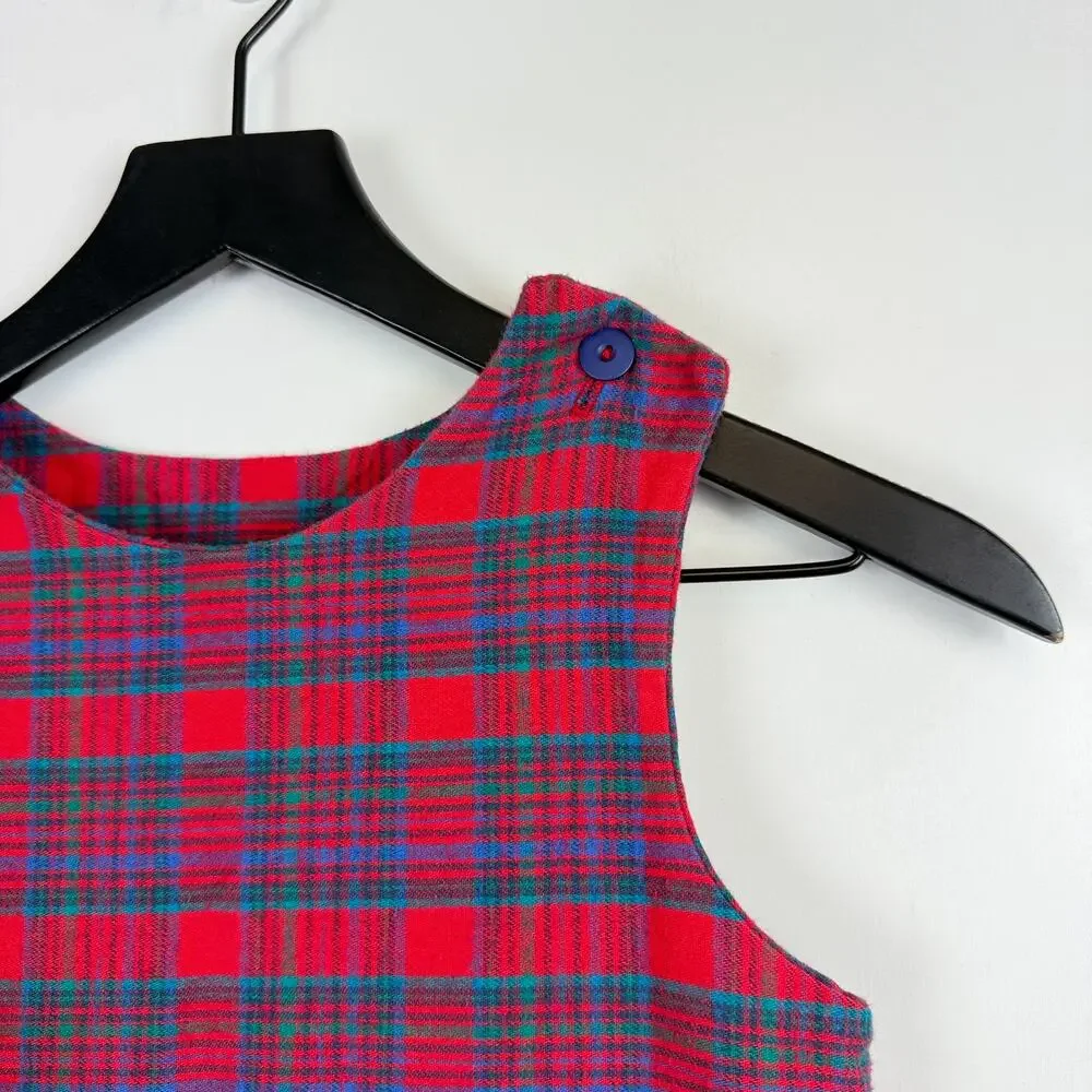 Vintage 90s Unbranded Girls Plaid Holiday Plaid Red Cotton Dress - 6X 6